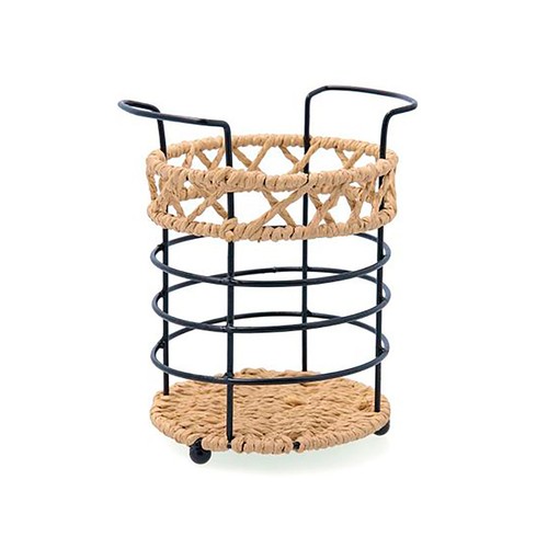 Soporte de cubiertos de acero y cuerda 11,5x11,5x15cm, QUID.