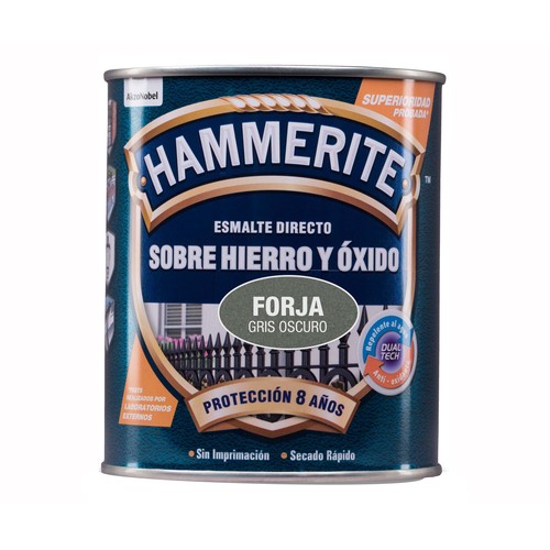 Esmalte metálico forja gris oscuro 0,750 L, HAMMERITE.