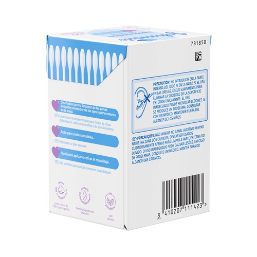 JOHNSON´S Baby Bastoncillos para bebé, niños y adultos de papel con extremos de algodón 100% puro 100 uds.