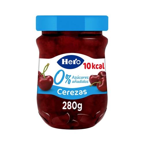 Mermelada de cereza light sin azúcares añadidos HERO 0% 280 g.