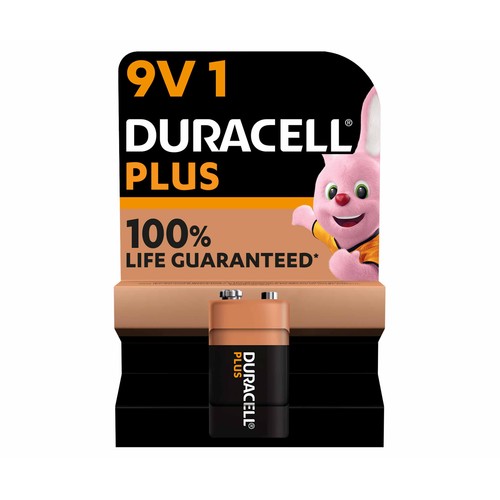 Pila alcalina de petaca, 9V, 6LR61, DURACELL.