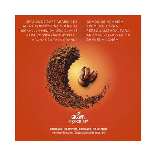 NESCAFÉ DOLCE GUSTO Café molido de tueste natural lungo en cápsulas, Intensidad 6 NESCAFÉ DOLCE GUSTO 16 uds.x 6,5 g.