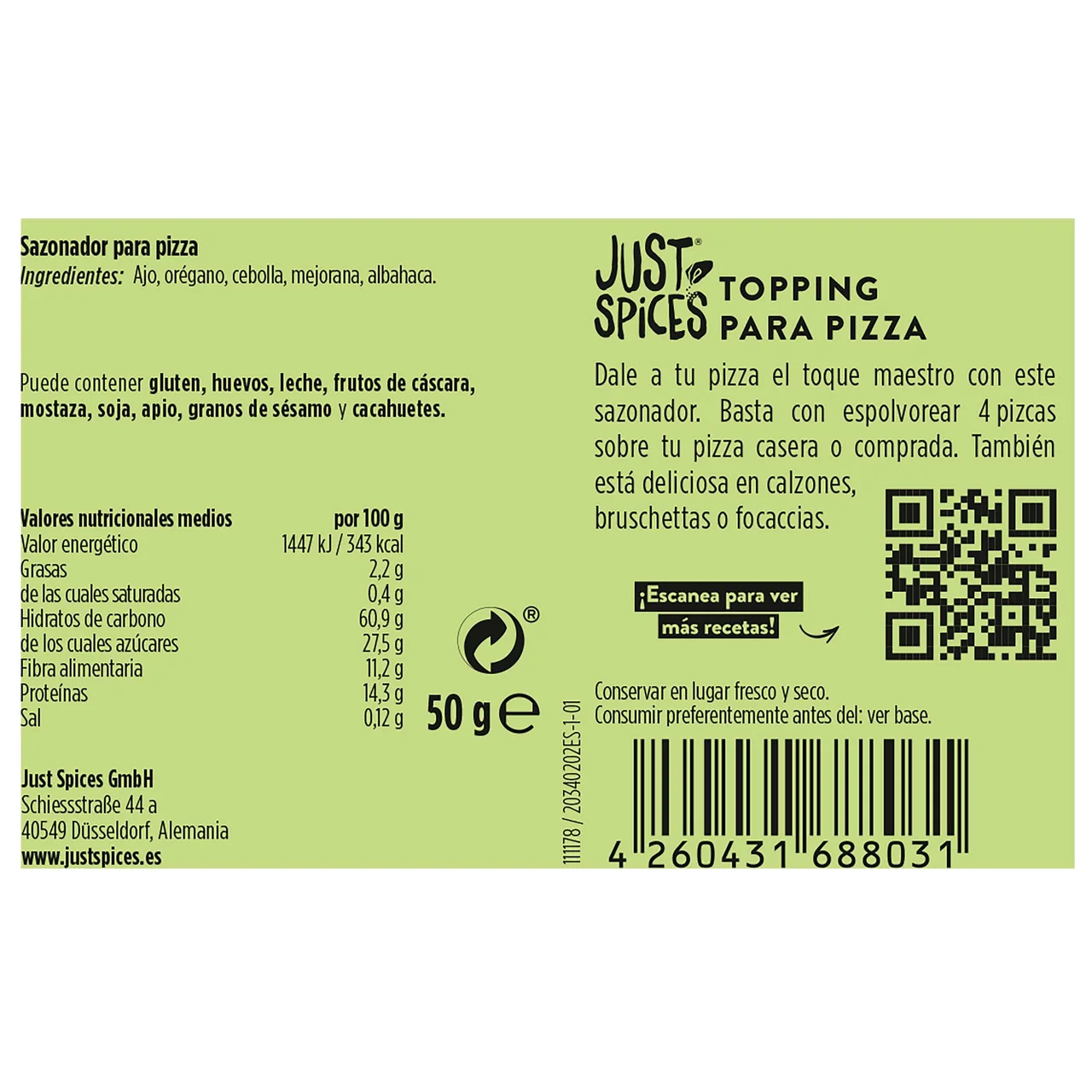 Topping para pizza jus 50 gr.