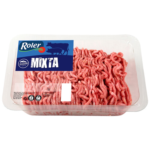 Bandeja de preparado de carne picada (burger meat) mixta (vacuno-cerdo), elaborada sin gluten ROLER 400 g.