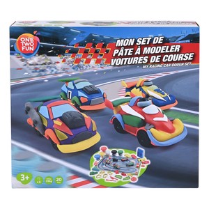 Imagen de Set de Juego Coches y Carreras con moldes y pasta de modelar 20 Piezas +3 Años ONE, TWO FUN