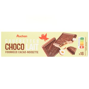 PRODUCTO ALCAMPO Barquillos de chocolate con leche y avellana 175 g.