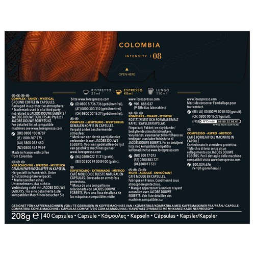 L"OR ESPRESSO Café en cápsulas Colombia 40 uds.