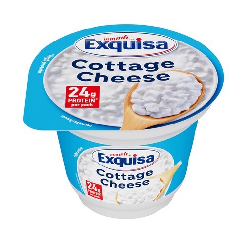 Copos de queso fresco Cottage con alto contenido en proteinas EXQUISA 200 g.