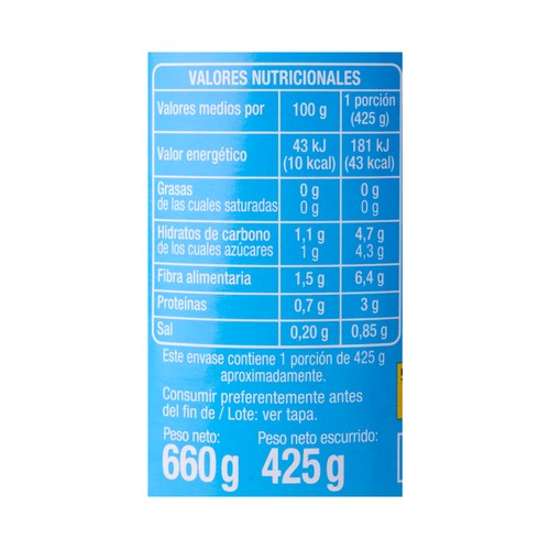 PRODUCTO ALCAMPO Acelgas contenido reducido en sal bote 425 g.
