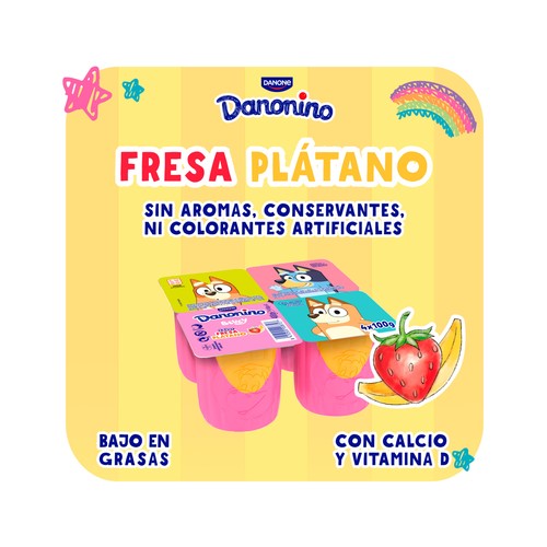 DANONINO Petit suisse maxi, sabor fresa-plátano DANONINO de Danone 4 x 100 g.