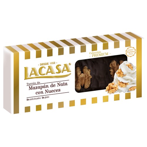 LA CASA Turrón de mazapán con nata y nueces 250 g.