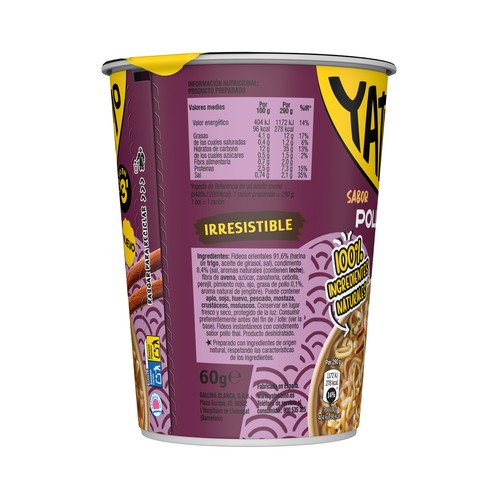 YATEKOMO Fideos Orientales instantáneos sabor pollo thai - 60g.