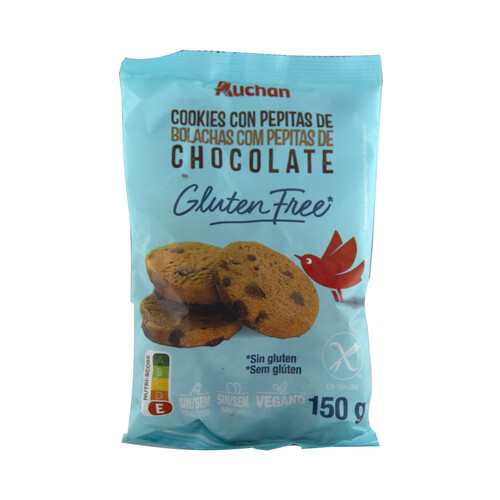 PRODUCTO ALCAMPO Cookies (galletas) con pepitas de chocolate, elaboradas sin gluten ni lactosa 150 g.