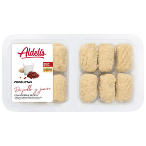 Imagen de Croquetas con trocitos de pollo, jamón y cremosa bechamel ALDELÍS 12 uds.