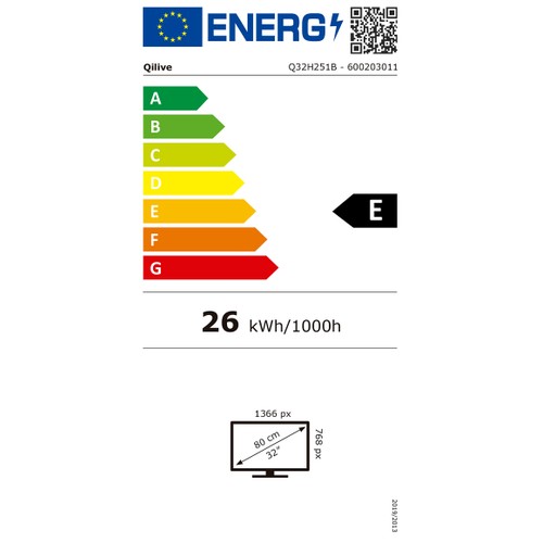 TV LED 81,2cm (32") QILIVE Q32H251B, HD Ready, 60HZ.