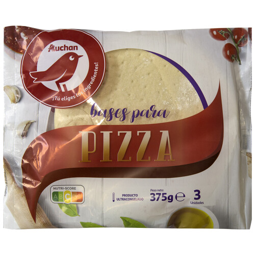 Bases congeladas para pizzas PRODUCTO ALCAMPO 3 x 125 g.