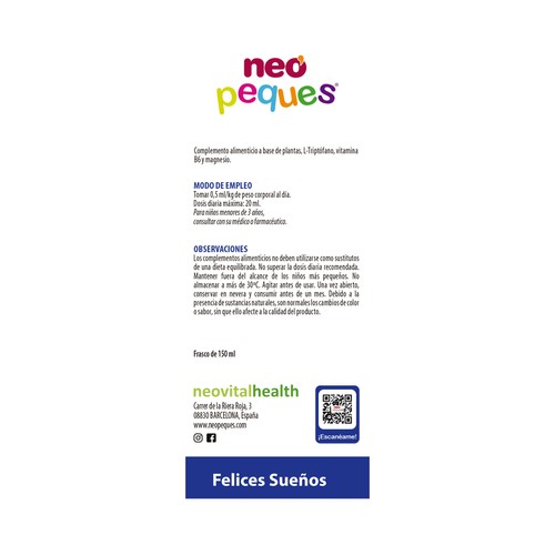 NEO PEQUES Complemento alimenticio a base de plantas, sabor manzana, que ayuda a conciliar el sueño 150 ml.