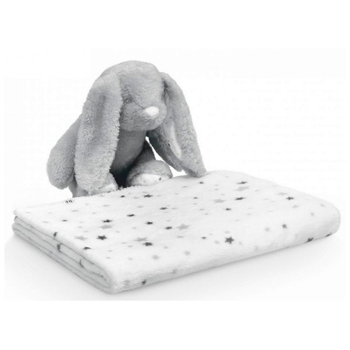 Set de peluche de conejo y mantas de estrellas, color gris, INTERBABY.