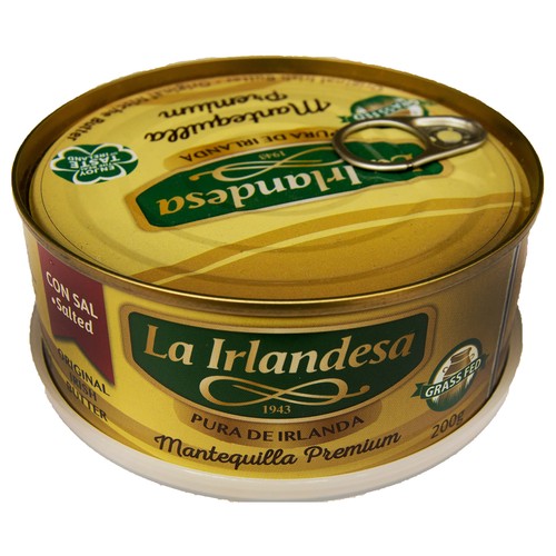 LA IRLANDESA Mantequilla con sal premium pura de Irlanda, lata 200 g.
