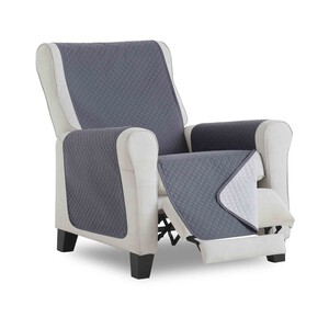 Cubresofá acolchado reversible para sofá de 1 plaza, color gris claro-gris oscuro.