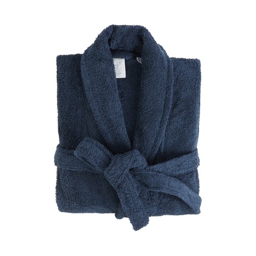 Albornoz para adulto color azul marino, 100% algodón, 380g/m², talla XL ACTUEL.