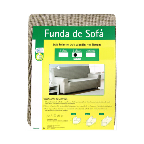 FUNDA DE SOFA ELASTICA 2PLAZAS T. 2PZAS  61%PTE.37%ALG.2%EL