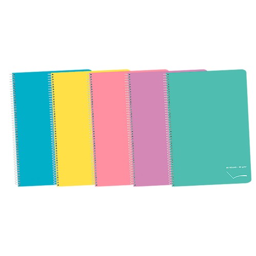 Cuaderno de espirales A4, polipropileno, 80 hojas de 90 gr, 4x4, color pastel, ALCAMPO.