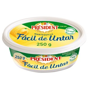 Imagen de PRÉSIDENT Tarrina de mantequilla con sal, sin aditivos y fácil untar PRESIDENT 250 g.