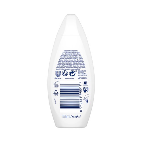 DOVE Gel hidratante para ducha o baño, para pieles secas 55 ml.