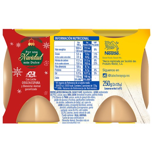 LA LECHERA de Nestlé Postre lácteo (Delicias) de Tiramisú 2 x 125 g.