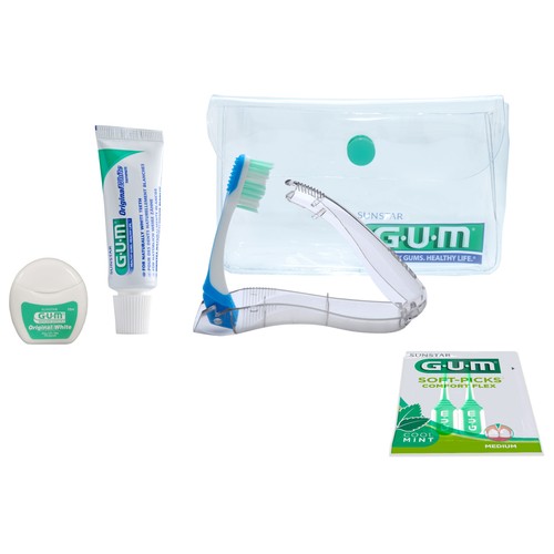 GUM Kit de viaje con acción blanqueante y sabor a menta GUM.