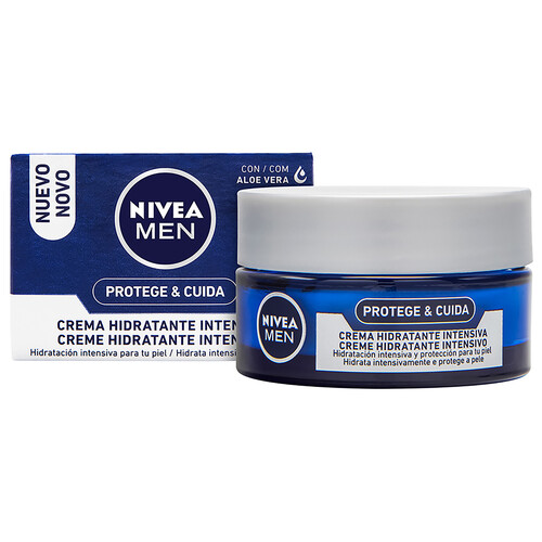 NIVEA Crema para hombre con aloe vera y acción hidratante intensiva NIVEA Men protege & cuida 50 ml.