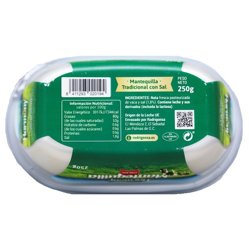 HARMONY Tarrina de mantequilla con sal 250 g.