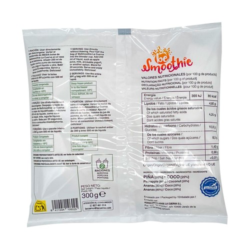 LA CUERVA Smoothie Green, mezcla de verduras y frutas 300 g.