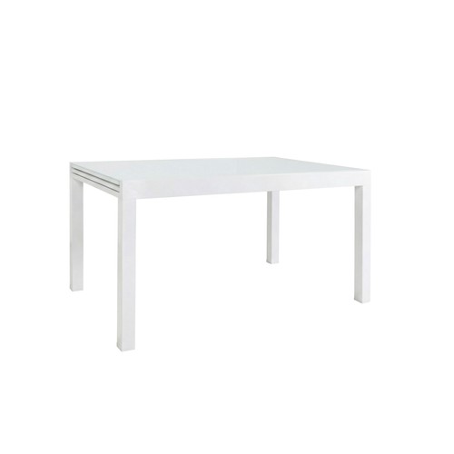 Mesa extensible de aluminio de 132/264x90x75 cm, color blanco, MOTIF INDOOR