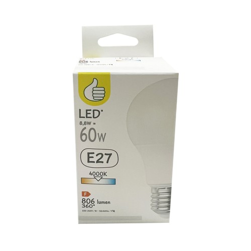 Bombilla LED de E27, luz de 60W fría, PRODUCTO ECONÓMICO ALCAMPO.