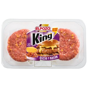 Imagen de Bandeja con burger meat mixta (vacuno - cerdo) con queso y bacon EL POZO King 2 x 120 g.
