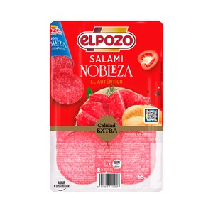 Imagen de EL POZO Nobleza Salami calidad extra, elaborado sin gluten, cortado en lonchas 65 g.
