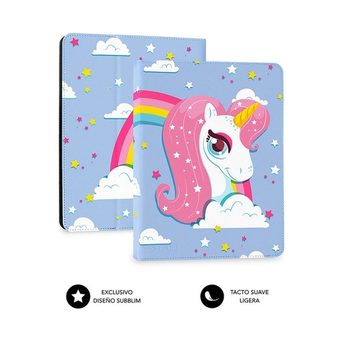 Funda universal para tablet 10.1" SUBBLIM Trendy Case Unicornio, función soporte, cierre con banda elástica.
