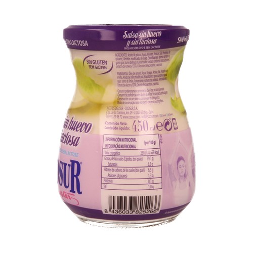 COOSUR Salsa fina sin huevo y sin lactosa frasco de 450 ml