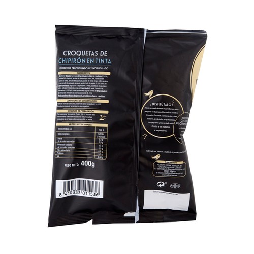 PRODUCTO ALCAMPO Collection Croquetas rellenas de suave bechamel y chipirones en su tinta 400 g.