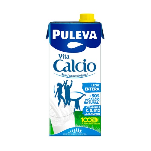 PULEVA Vita calcio Leche entera de vaca con un 50% más de calcio natural 1 l.