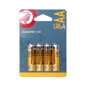 Pack de 4 pilas alcalinas AA, LR06, 1,5V, PRODUCTO ALCAMPO.
