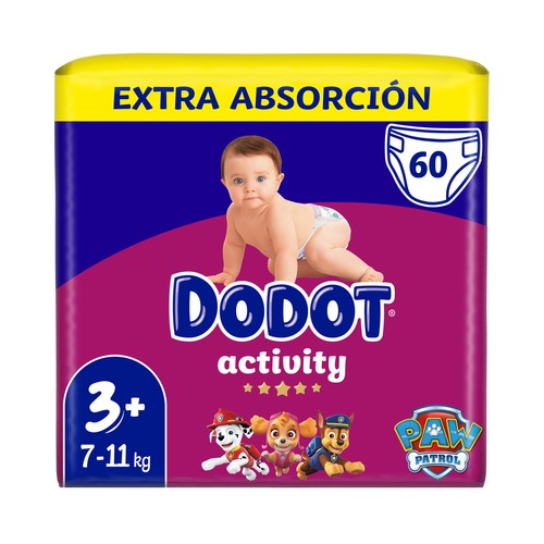 DODOT Activity Pañales talla 3+ (7-11 kg) 60 uds.