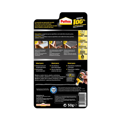 Pegamento universal PATTEX 100%, 50grs.
