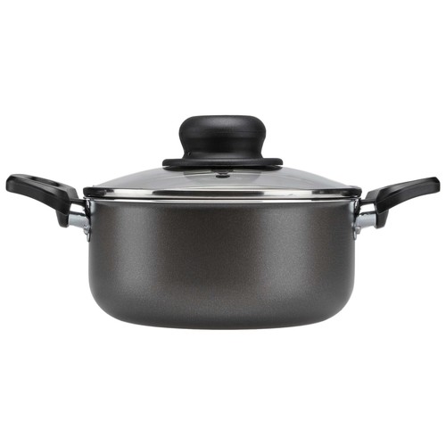Cacerola de aluminio con tapa de vidrio e interior antiadherente 16 cm. Vitro ESSENTIAL.