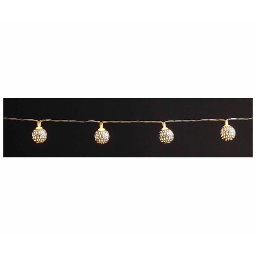 Guirnalda 10 LED bola navideña plata 2,5 centímetros, ACTUEL.