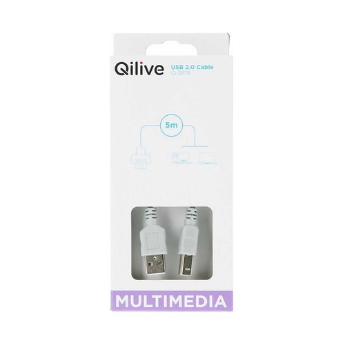 Cable Usb QILIVE, longitud 5m.
