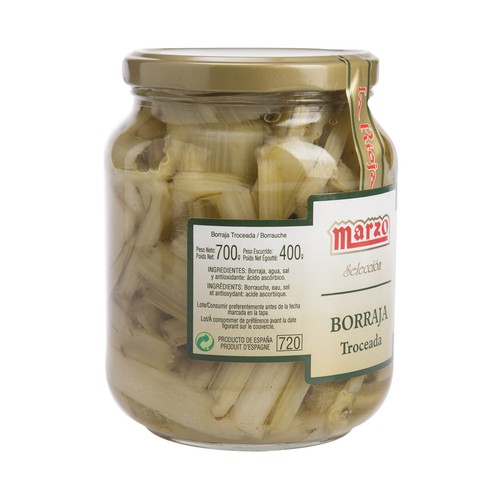 MARZO Borraja troceada al natural frasco de 780 g.