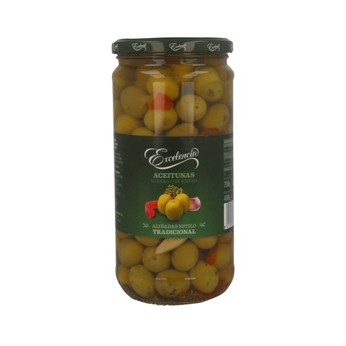 EXCELENCIA Frasco aceitunas deshuesadas aliñadas 330 g.